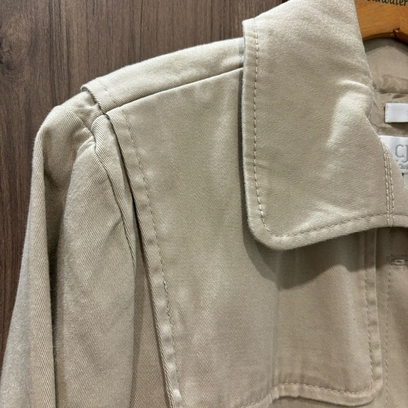 CJ Banks Crop Trench Coat size X (14W) Beige - Picture 3 of 10